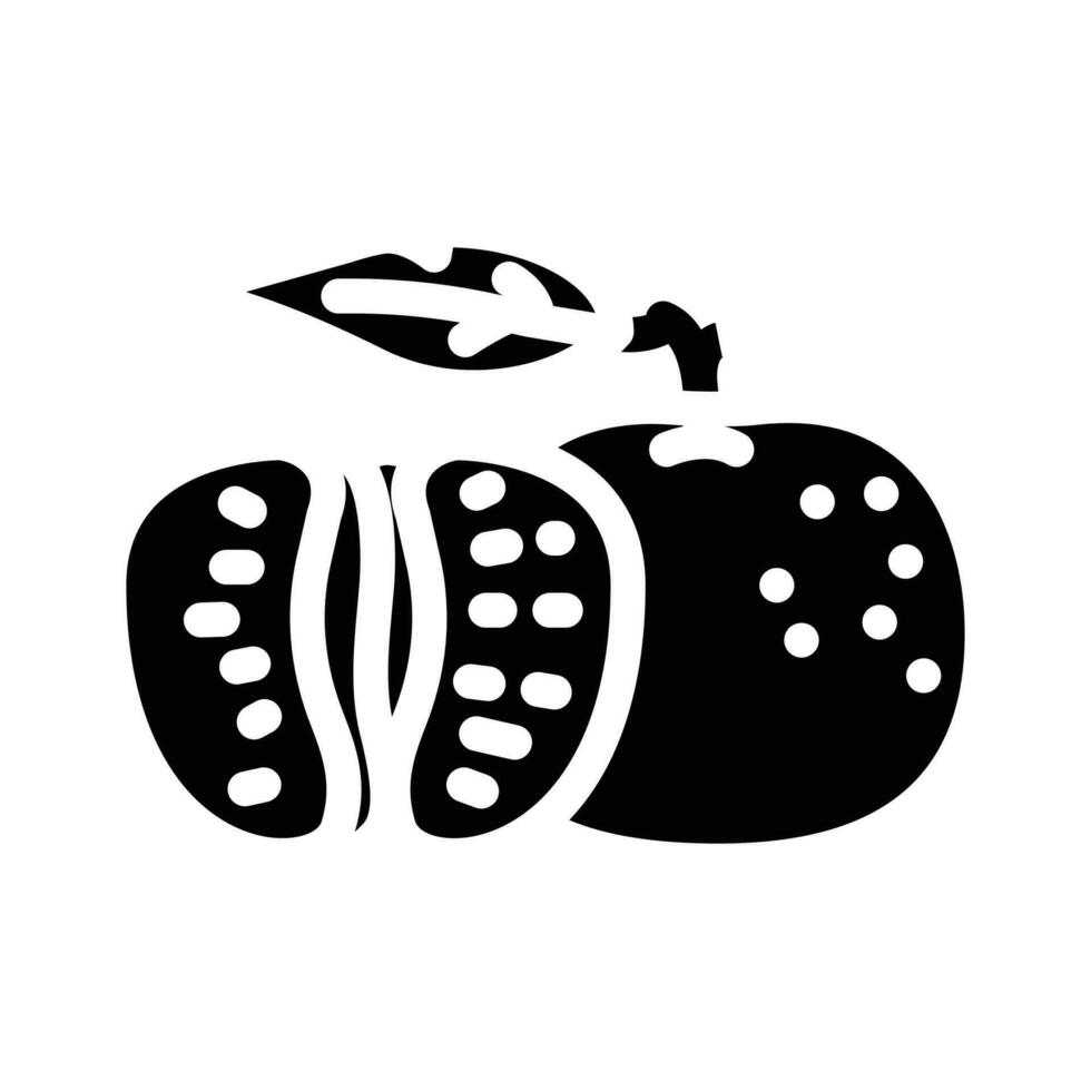 Schnitt Mandarine Blatt Glyphe Symbol Vektor Illustration