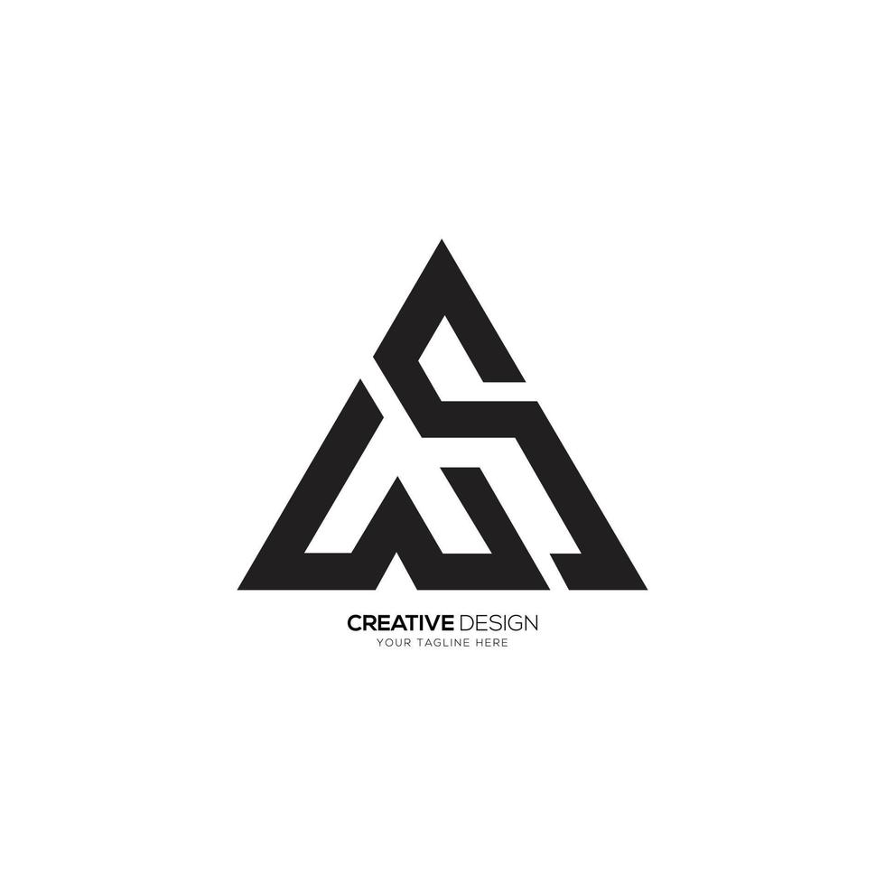 brev w s triangel form monogram logotyp vektor