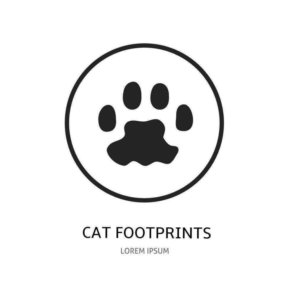 Katze Fußabdrücke Symbol Illustration Zeichen zum Logo. Lager Vektor. vektor