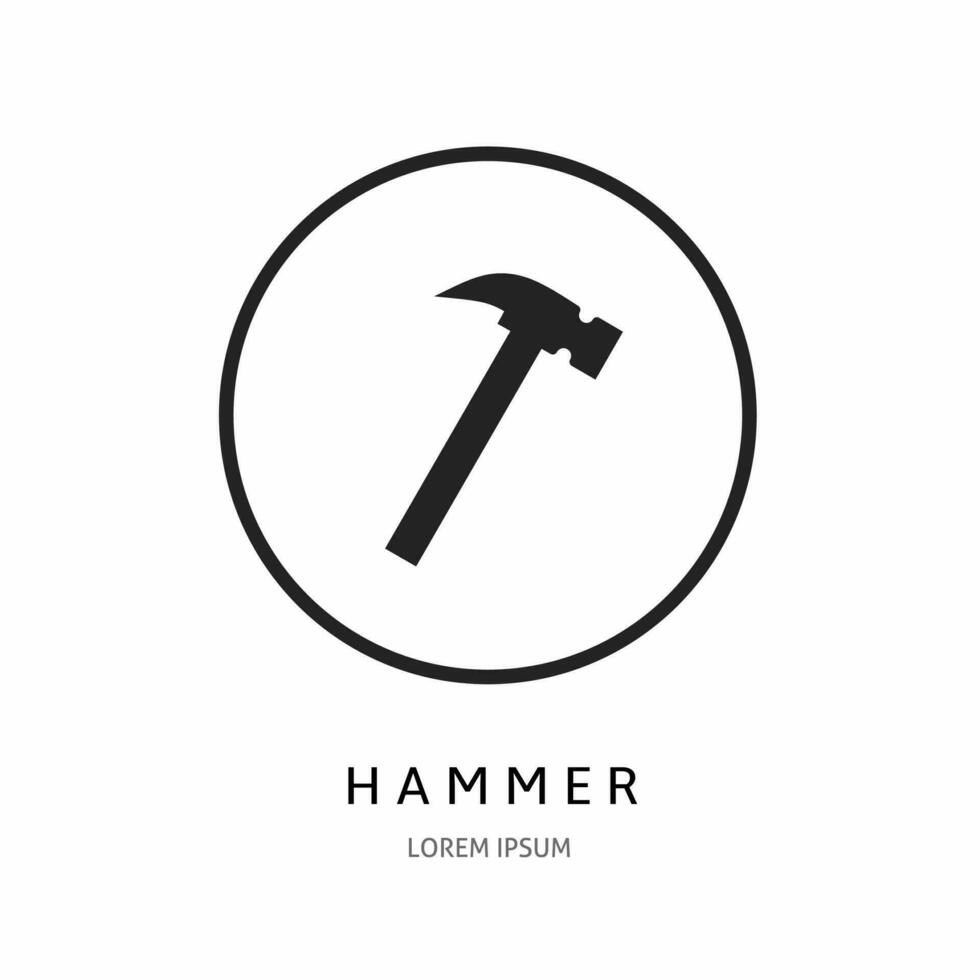 Hammer Illustration Zeichen zum Logo. Lager Vektor. vektor