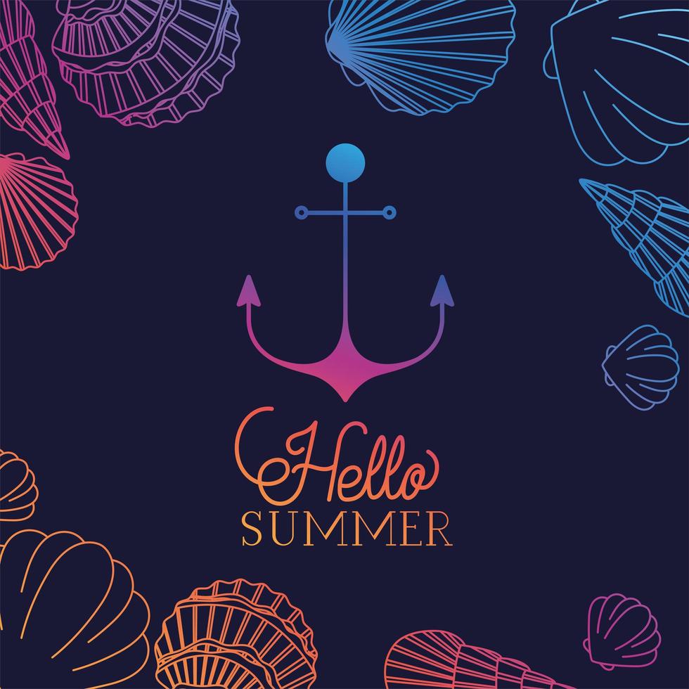 Hallo Sommer und Urlaub Silhouette Design vektor