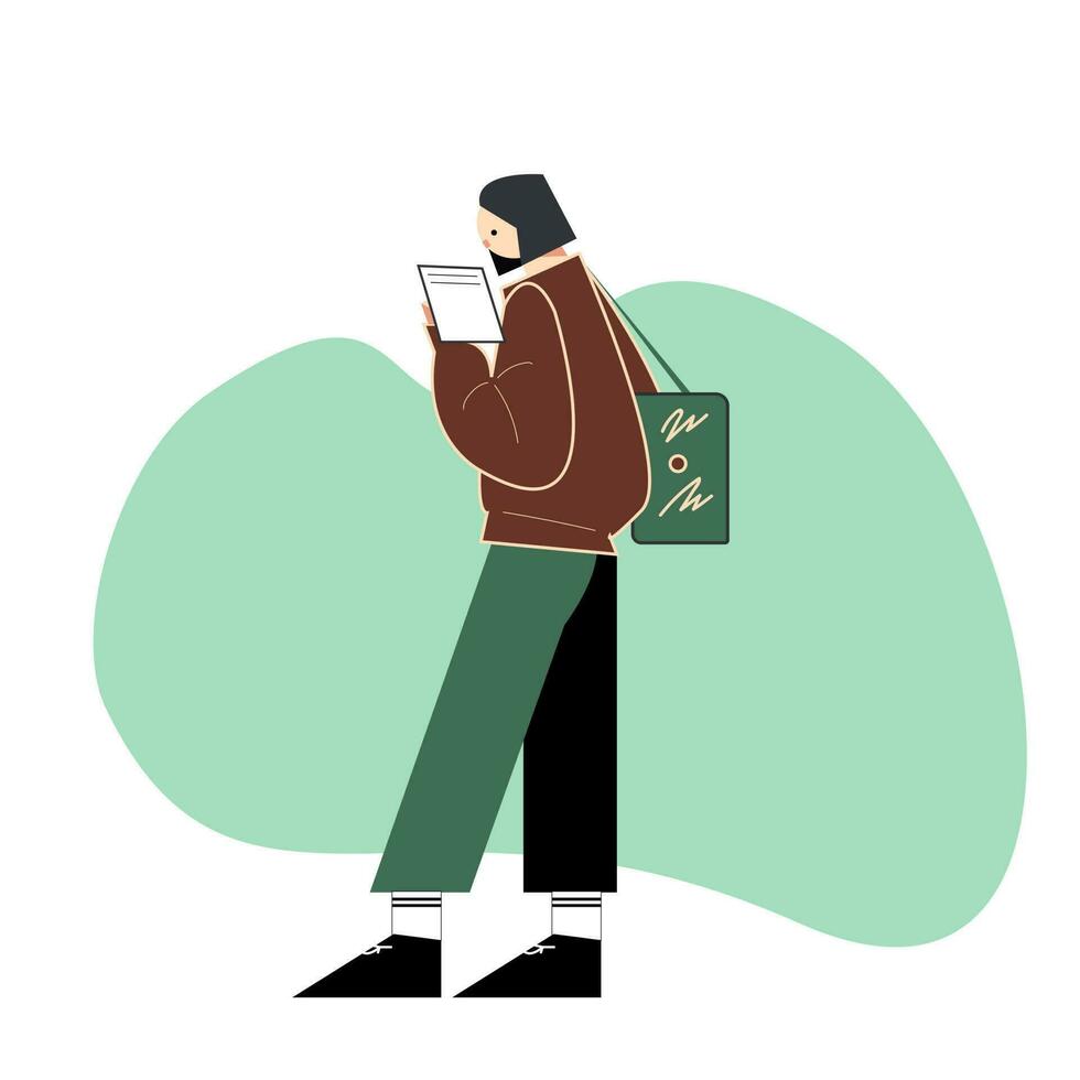 ein Muslim Mann lesen ein Buch. Vektor Illustration eben Stil Design zum Bildung und akademisch
