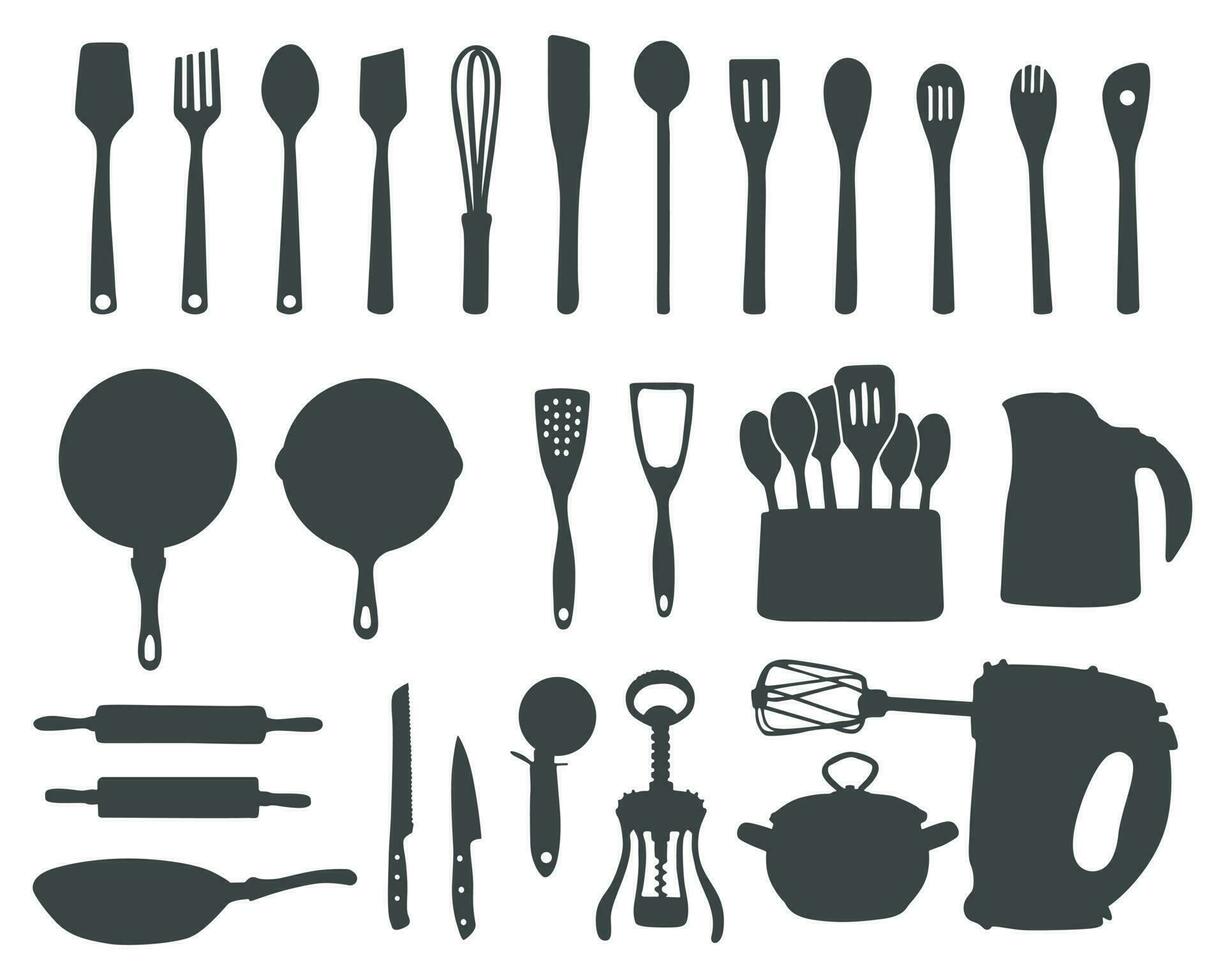 Küche Werkzeuge Silhouette, Küche Utensilien Silhouette, Kochen Werkzeuge  svg 20673244 Vektor Kunst bei Vecteezy