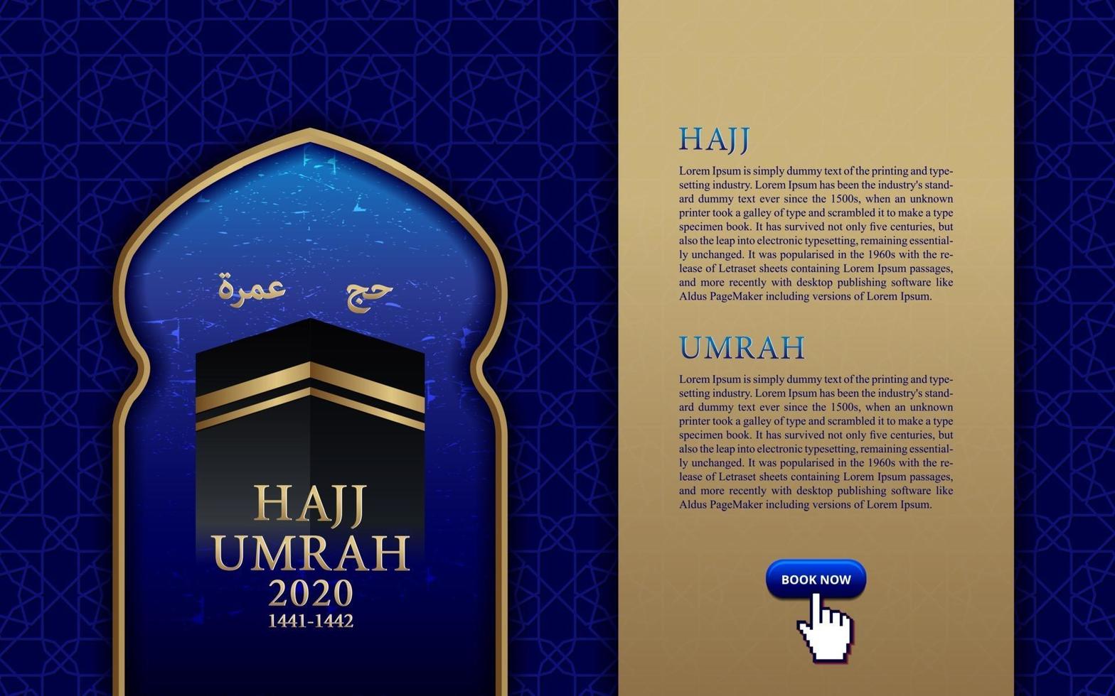 islamisk pligrimage i Saudiarabien hajj umrah med mönster för webbdesignmall vektor