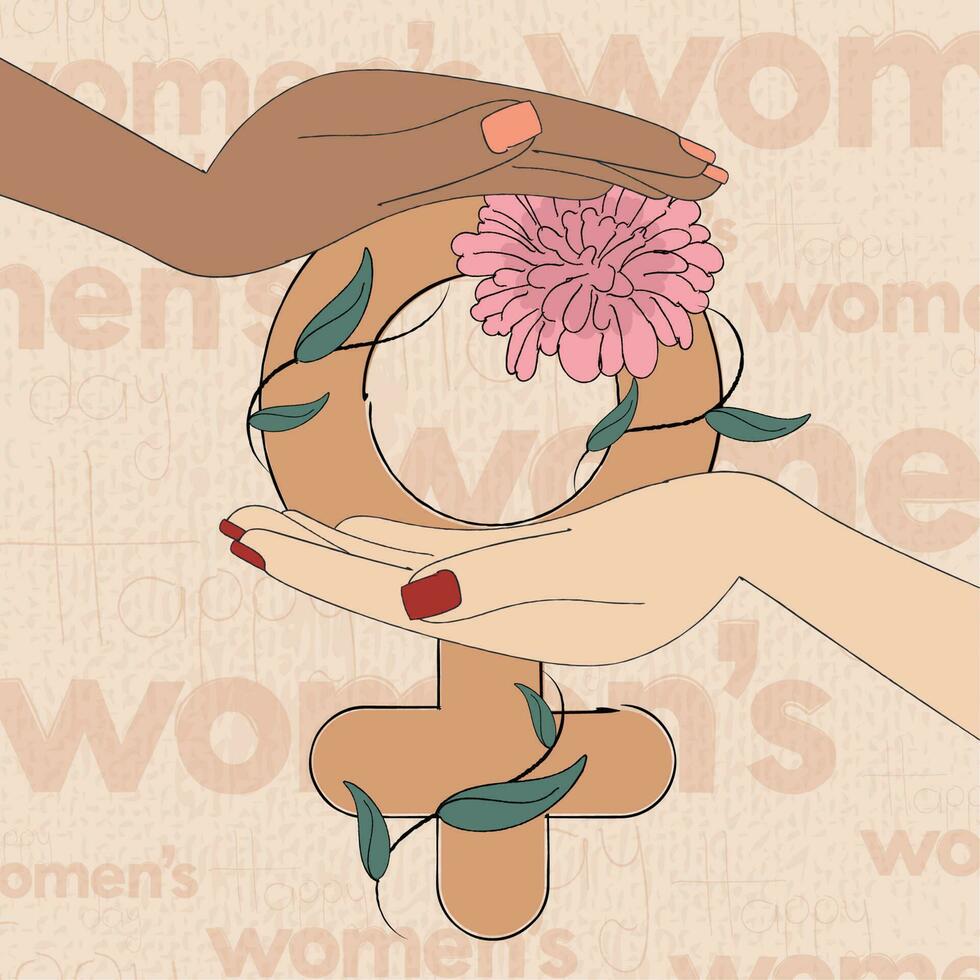 Paar von Hände halten ein weiblich Geschlecht Symbol glücklich Frauen Tag Vektor