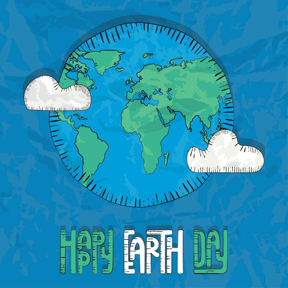 isoliert Erde Planet skizzieren glücklich Erde Tag Poster Vektor