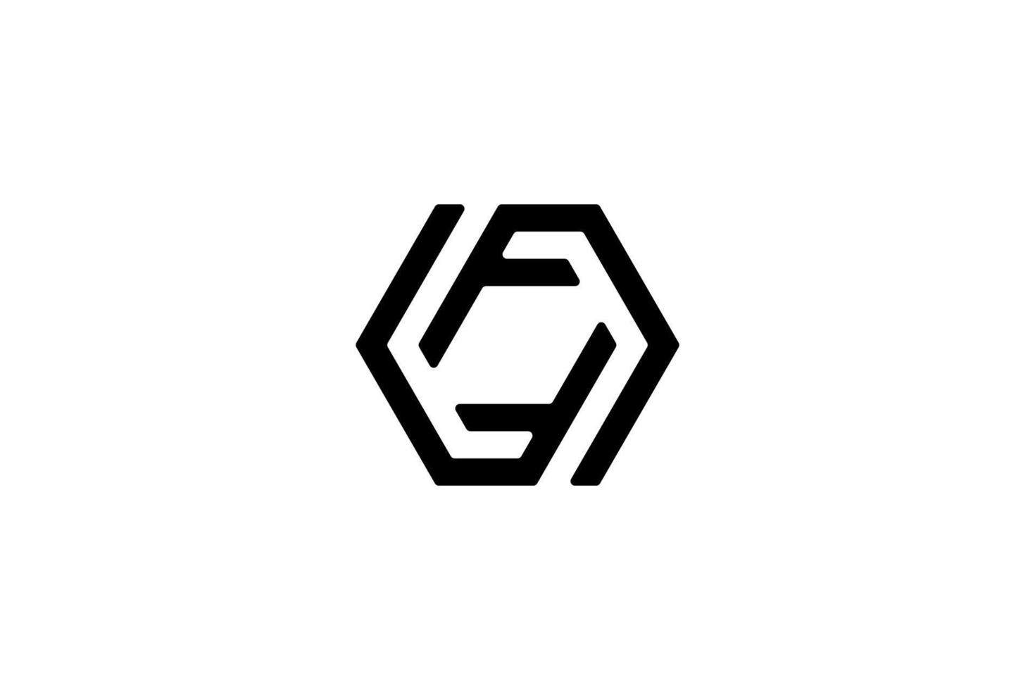 svart första brev f kub låda sexhörning logotyp vektor