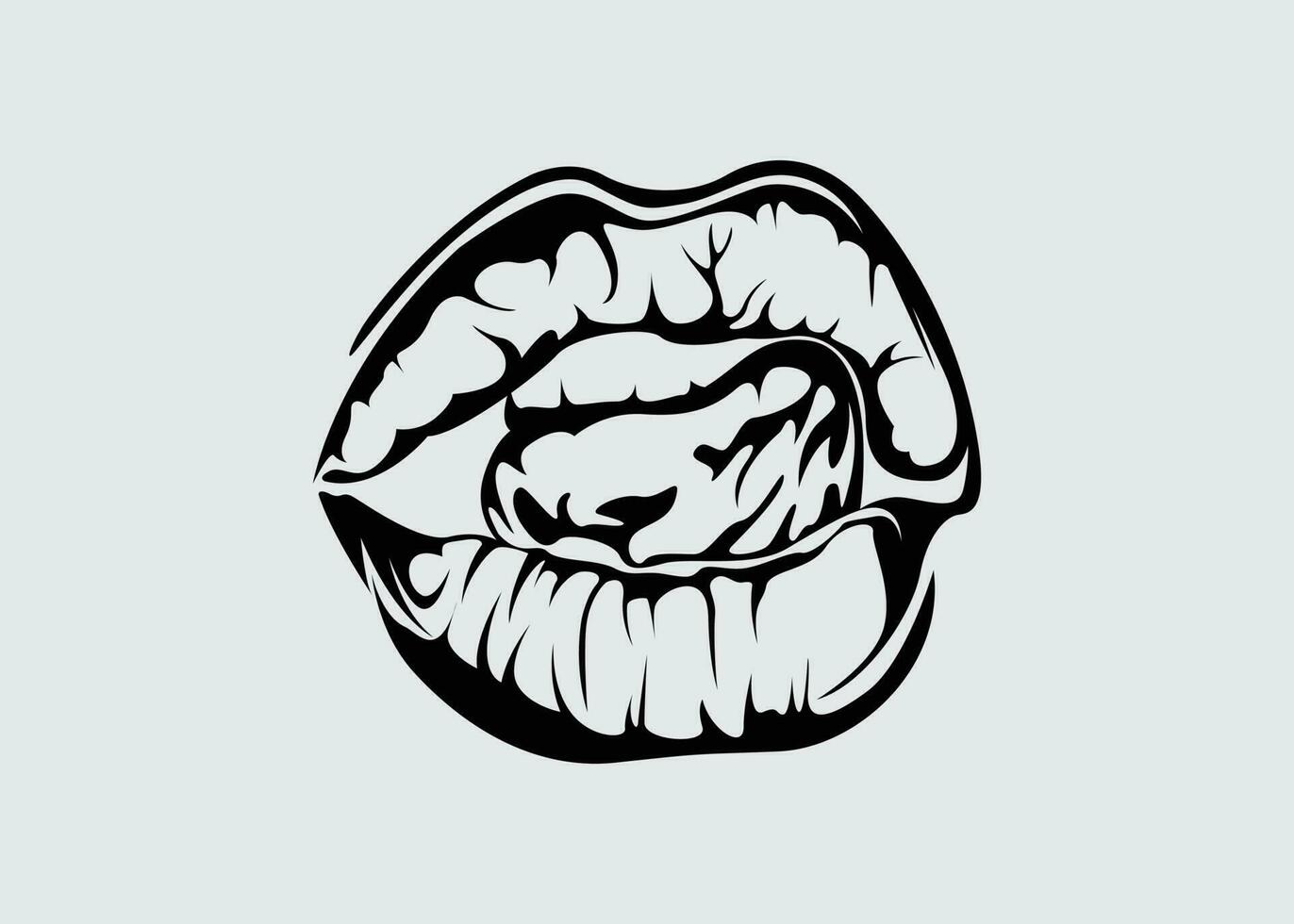 sexy Lippen mit klebrig Zunge Illustration Vektor Element, Vorlage öffnen Mund editierbar