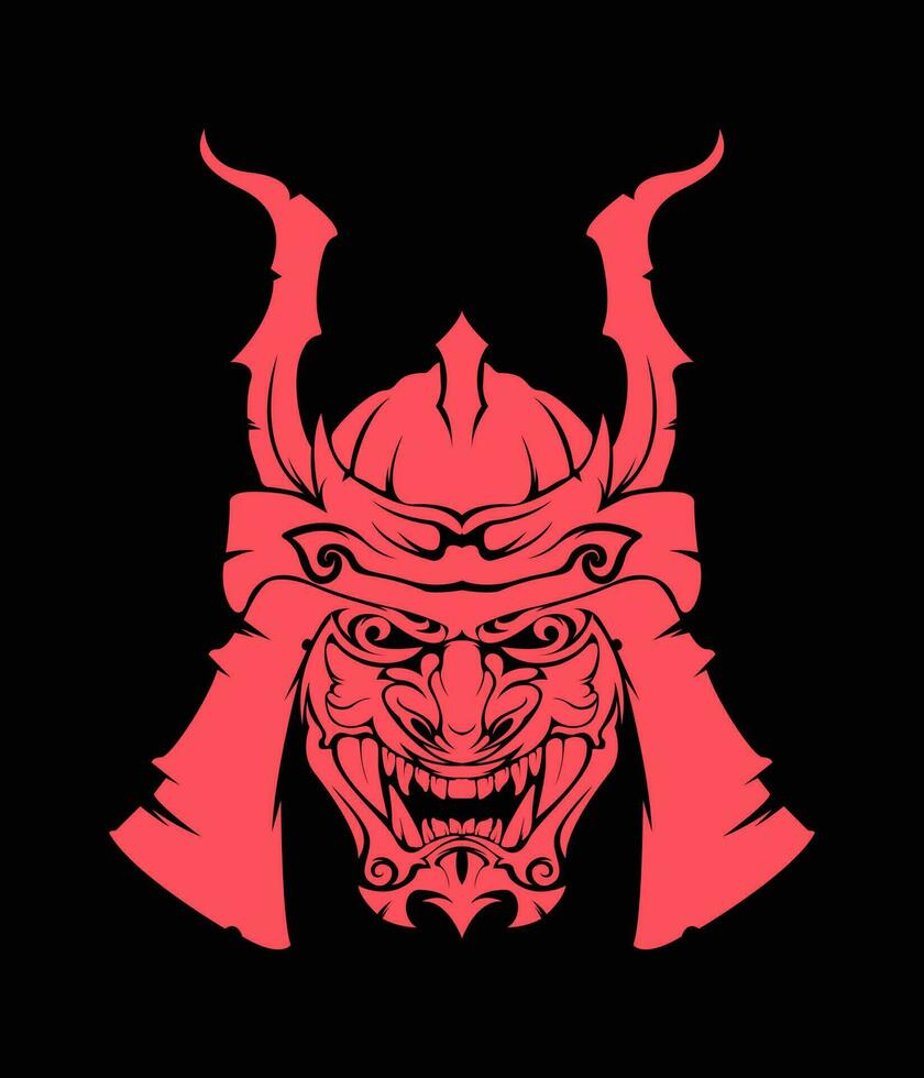 japanesse huvud samuraj mask krigare hjälm emblem shogun vektor stock element tryckbar t skjorta design tatuering