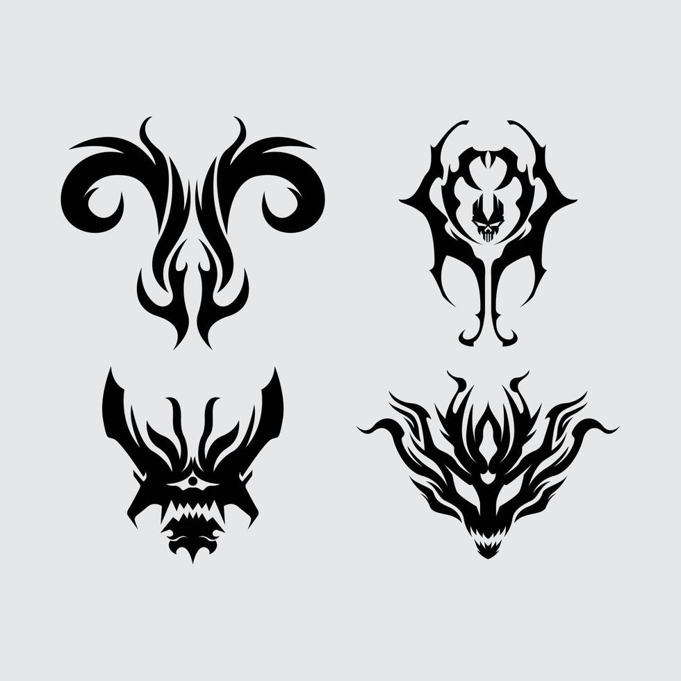 drake demon huvud form illustration skiss vektor tatuering abstrakt symbol element