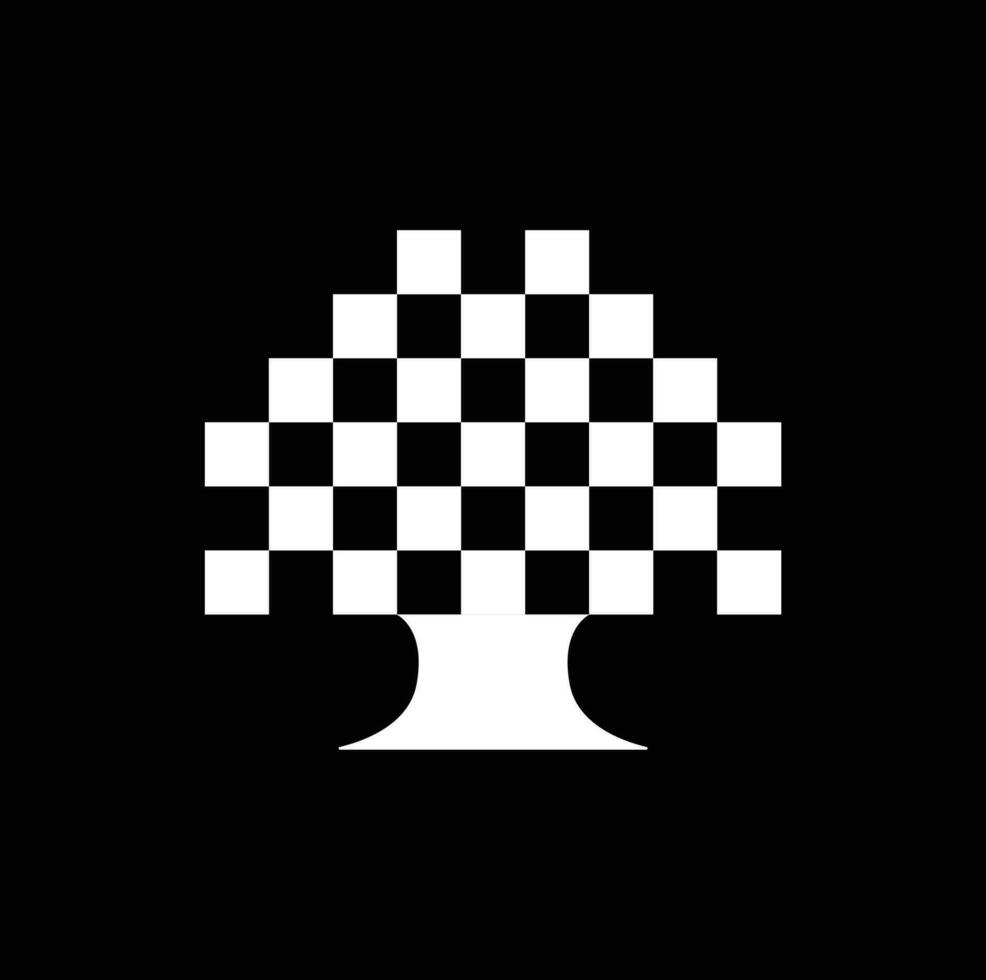 Weiß Pixel Baum Vektor Symbol. Pixel Baum Symbol.
