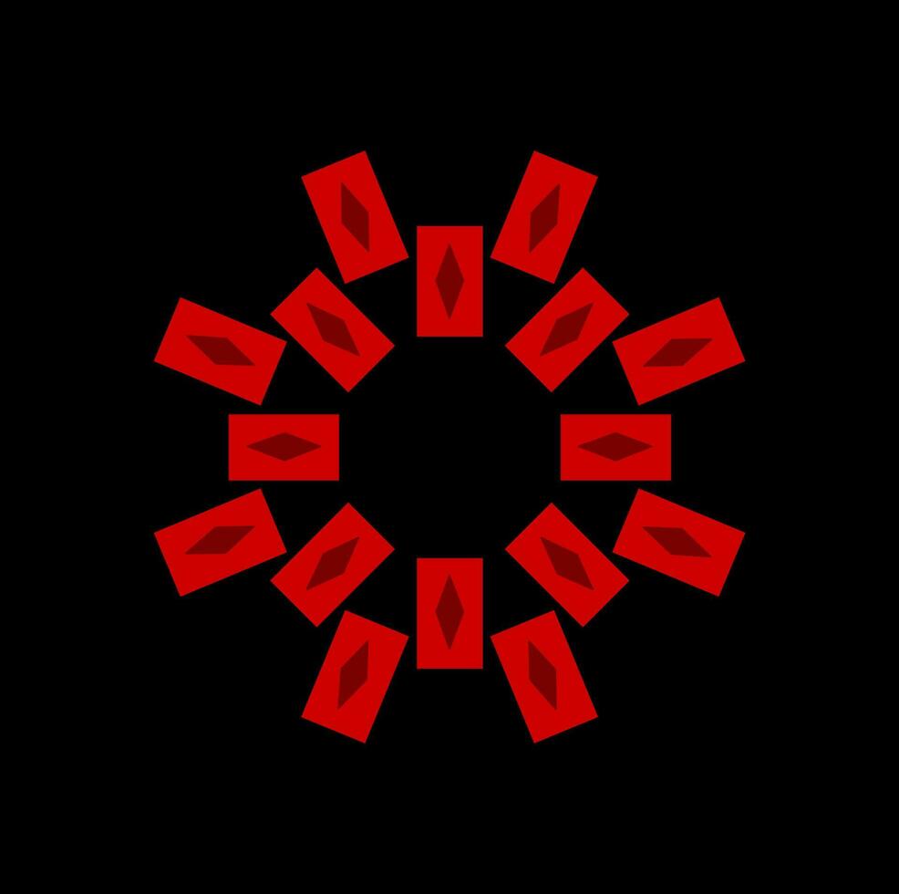 en runda abstrakt mandala med framställning röd tegelstenar. vektor