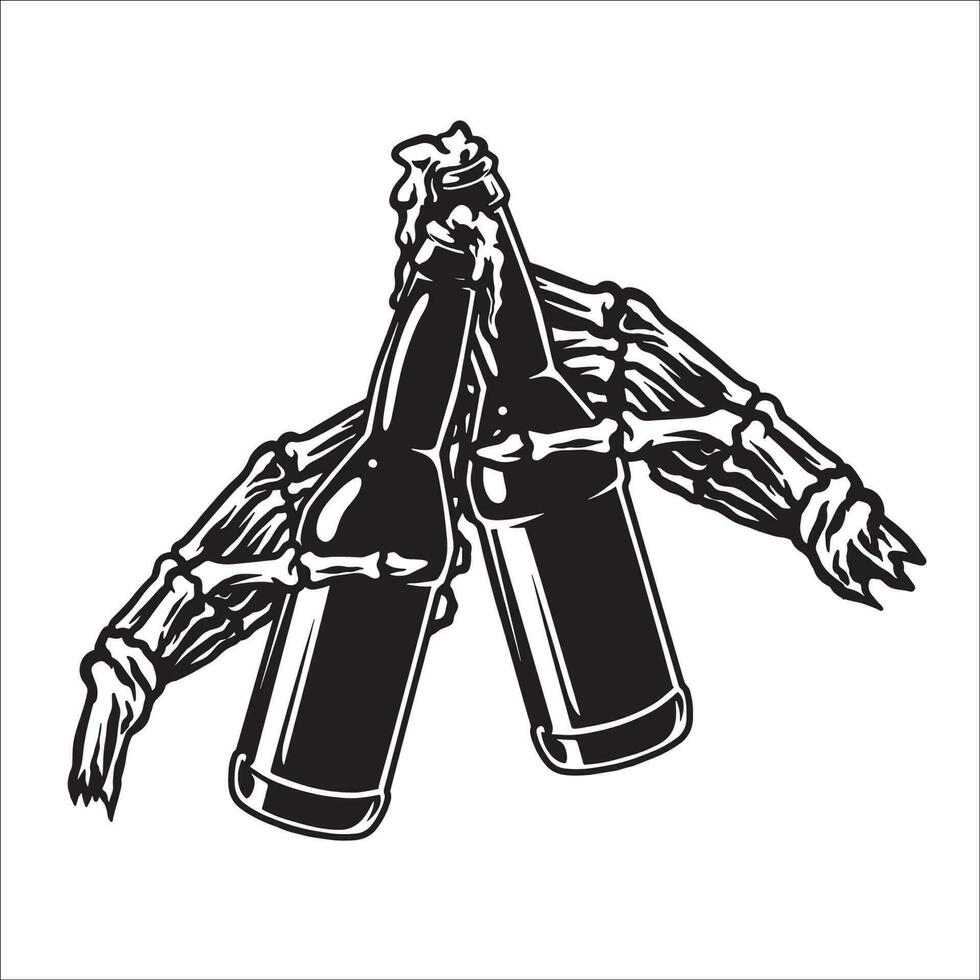 Skelett Hand Prost Bier Vektor Illustration