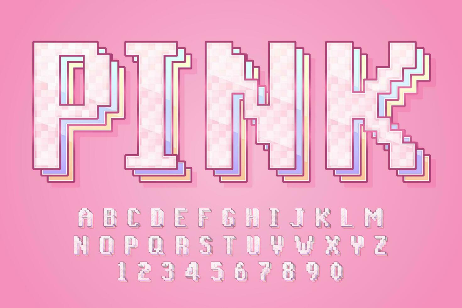 dekorativ editierbar Pixel Rosa Text bewirken Vektor Design