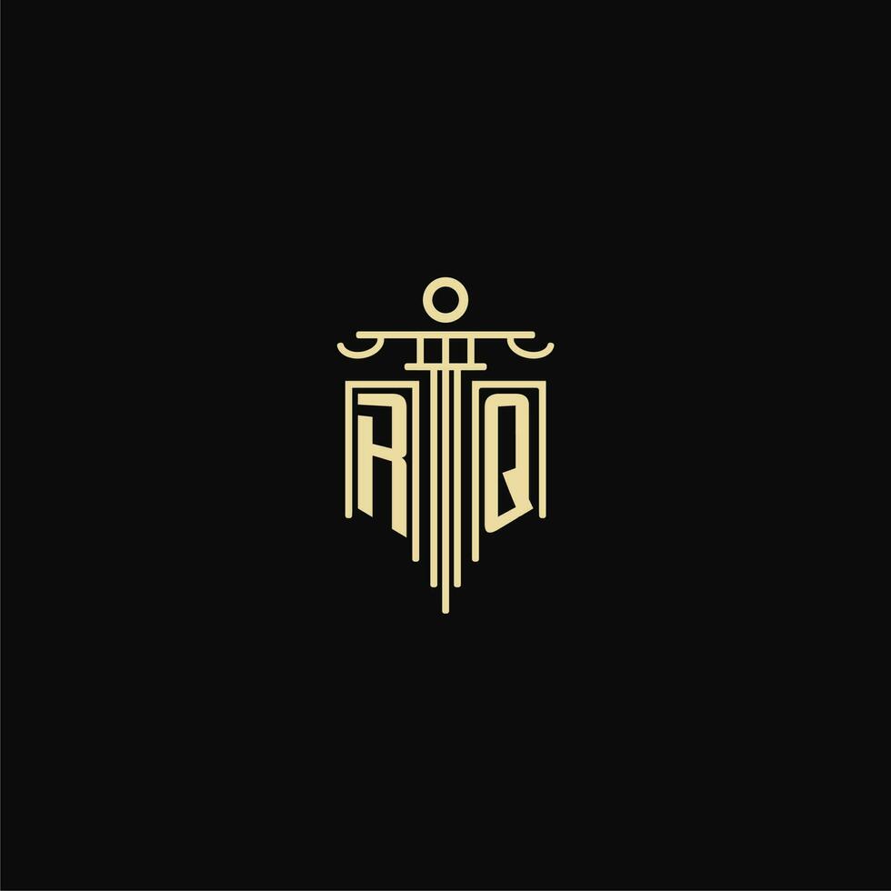 rq första monogram för advokater logotyp med pelare design idéer vektor