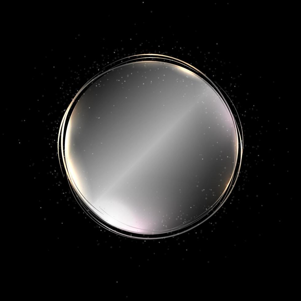 runda isolerat metallisk Färg ram på en svart bakgrund. vektor