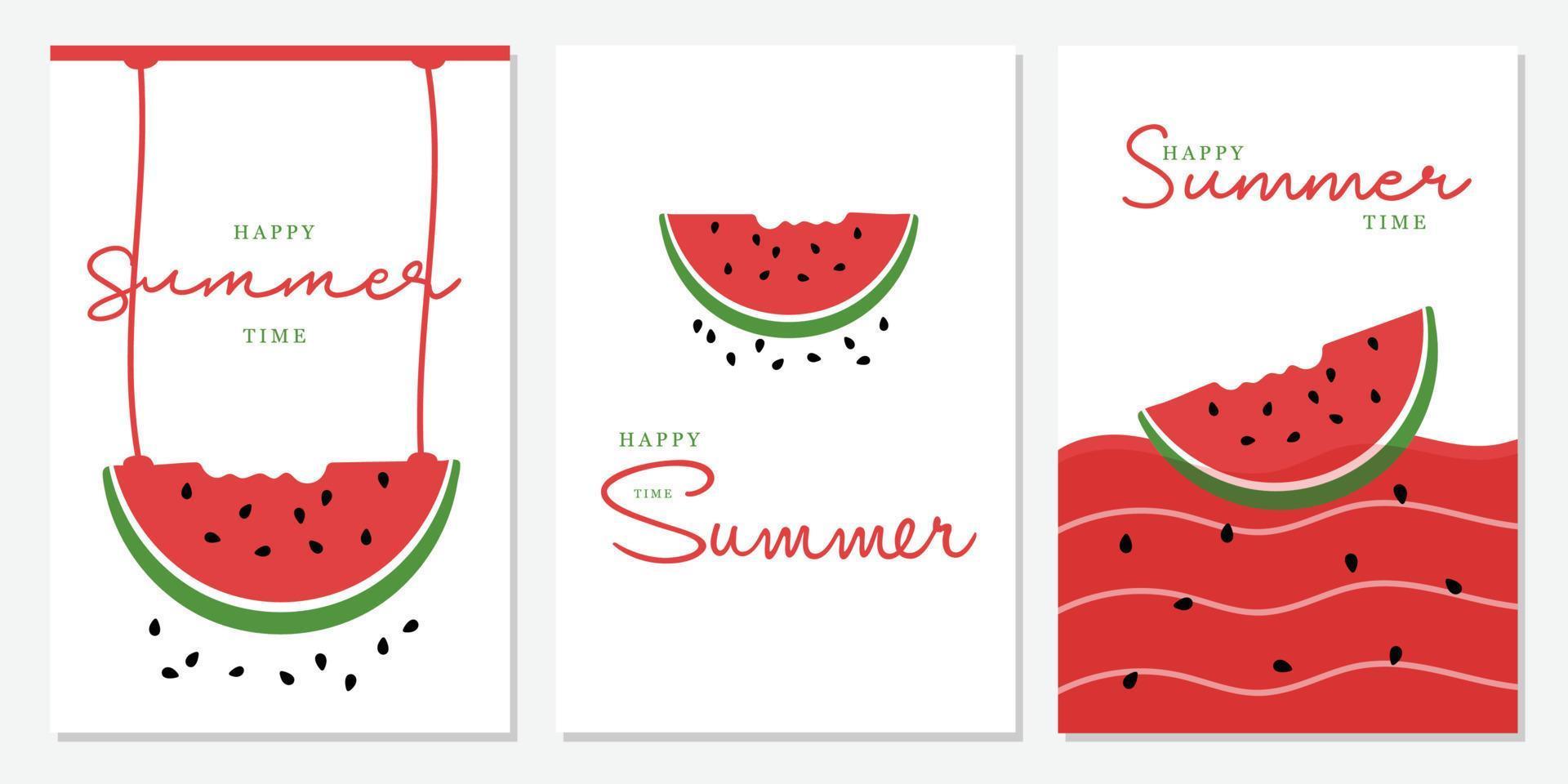 einstellen von Sommer- Karten. Sommer- Plakate mit Wassermelone. vektor