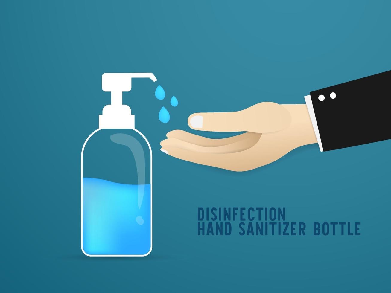 Händedesinfektionsmittel-Pumpflasche, flüssige antibakterielle Seife, Alkohol-Desinfektionsmittel töten Bakterien mit der Verhinderung der Verbreitung von Covid-19 ab. vektor