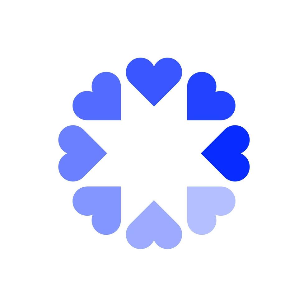 blå hjärtan runda buffrande ikon. blå hjärtan runda. vektor