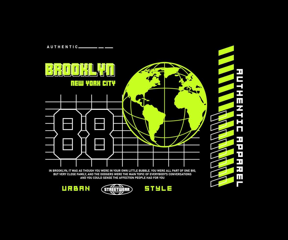 brooklyn stad grafisk design för streetwear och urban stil t-tröjor design, hoodies, etc vektor