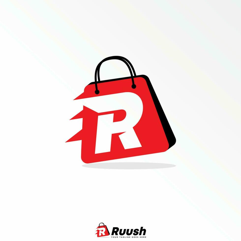 Geschäft Tasche mit Brief oder Wort r Geschwindigkeit Schriftart Bild Grafik Symbol Logo Design abstrakt Konzept Vektor Aktie. können Sein benutzt wie ein Symbol verbunden zu Initiale oder Handel