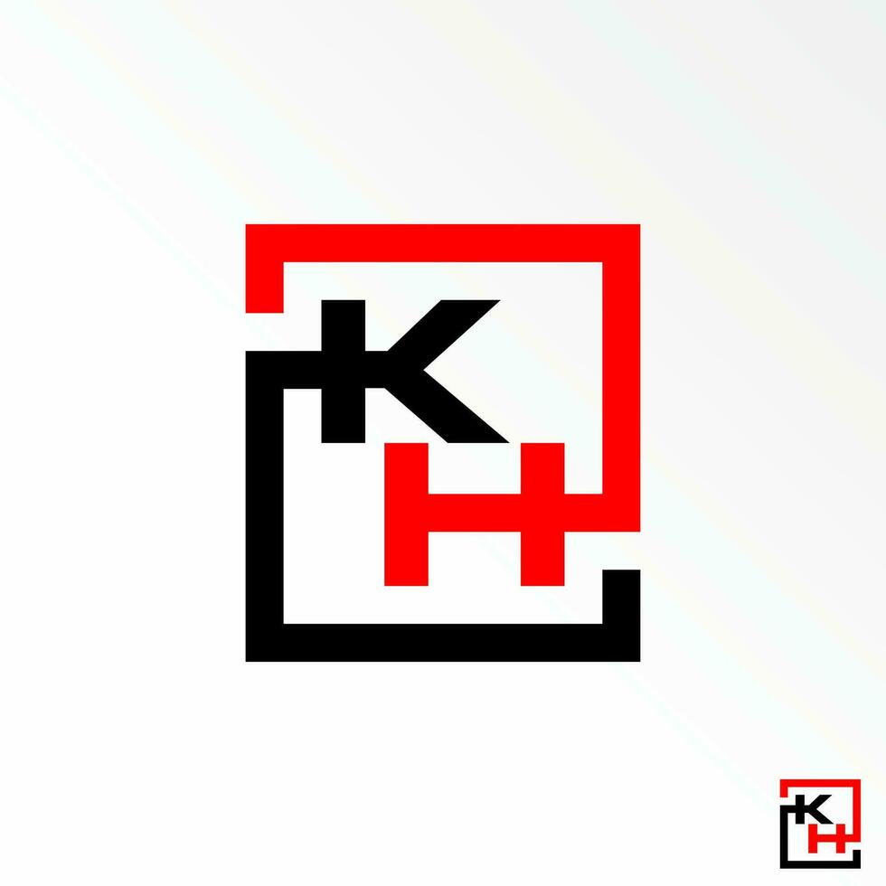 brev eller ord kh sans serif linje font i fyrkant topp ner bild grafisk ikon logotyp design abstrakt begrepp vektor stock. kan vara Begagnade som en symbol relaterad till sport eller monogram