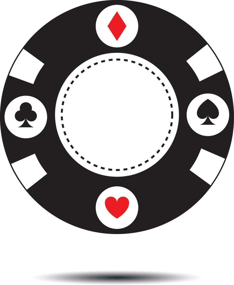kasino poker chip svart symbol med tömma Plats i en Centrum för en text eller siffra. vektor