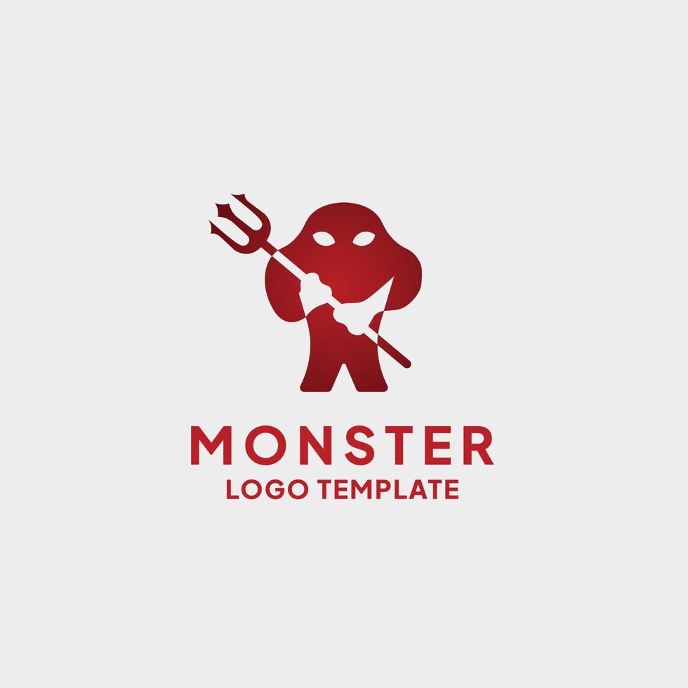 Monster- Krieger Dreizack Logo Design vektor
