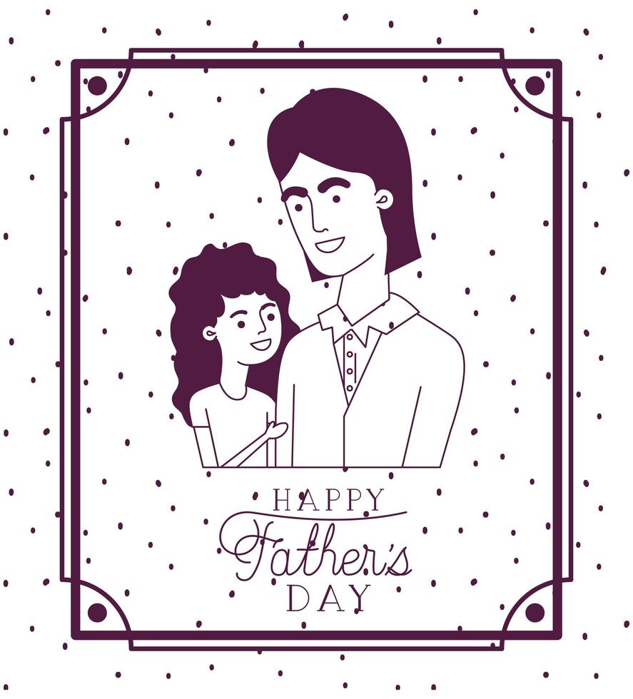 lyckligt faderdagskort med pappa och dotter vektor