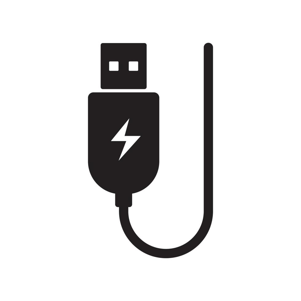 USB Laden Stecker Symbol isoliert eben Design Vektor Illustration.