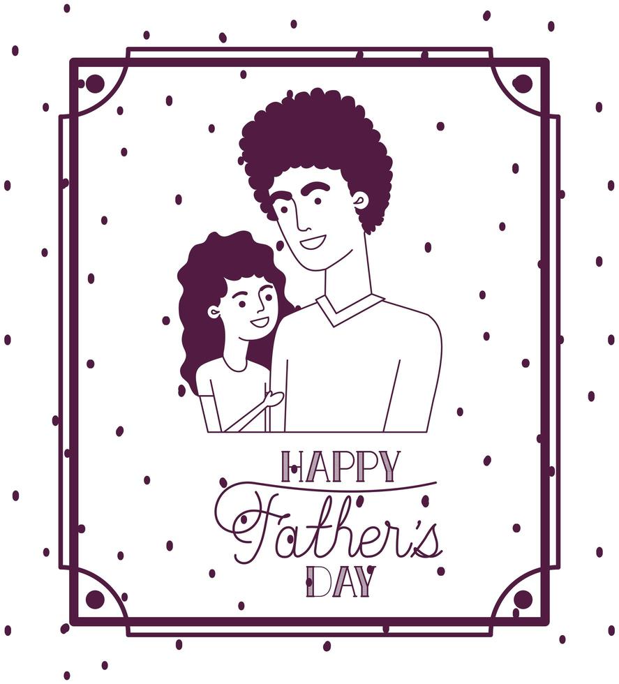 glückliche Vatertagskarte mit Vater und Tochter vektor
