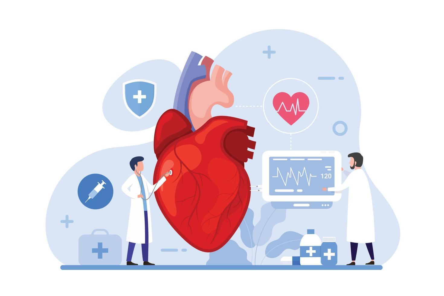 hjärta vård och medicinsk diagnostisk design begrepp vektor
