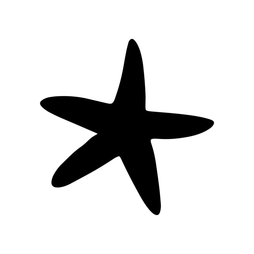 Seestern. schwarz Silhouette. atlantisch Stern. Marine Tier Vektor Illustration auf Weiß Hintergrund.