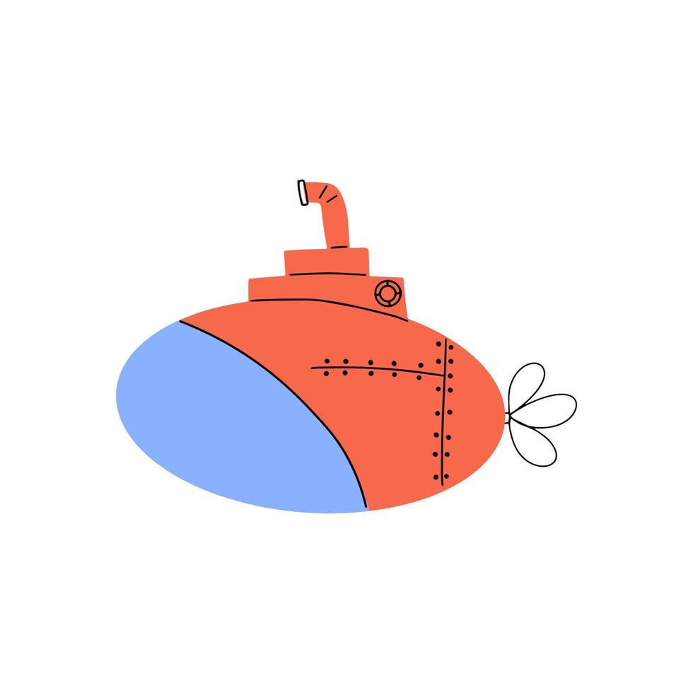 u-båt. under vattnet transport. hav liv design. vektor illustration i scandinavian stil.