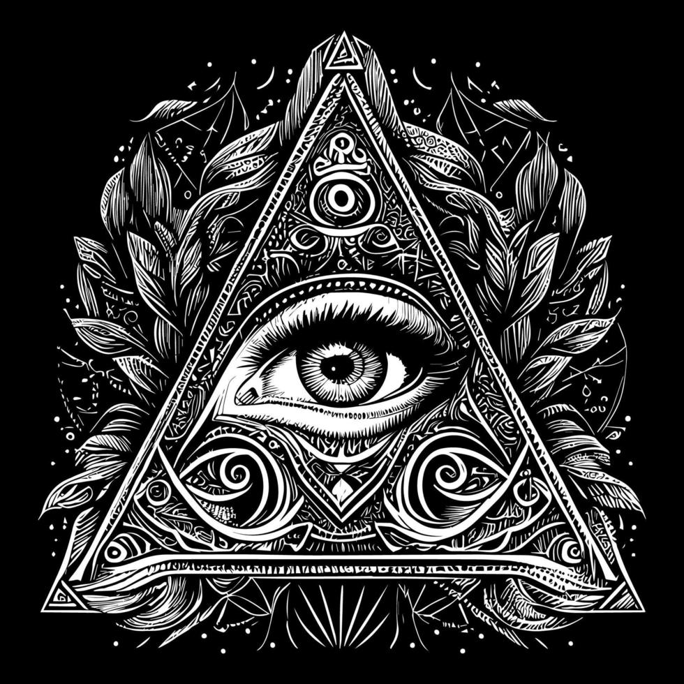 Auge im Dreieck gestalten ist ein Symbol Das repräsentiert anders Bedeutungen über Kulturen und Überzeugungen, von spirituell Erleuchtung zu Verschwörung Theorien vektor