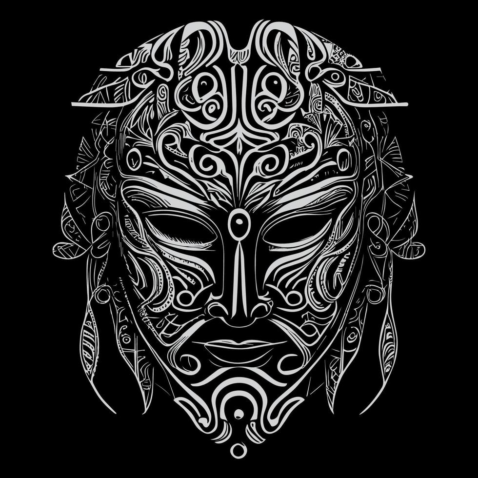 japansk samuraj mask eller menpo, var en avgörande bit av rustning bärs förbi samuraj krigare. tillverkad av metall eller läder vektor