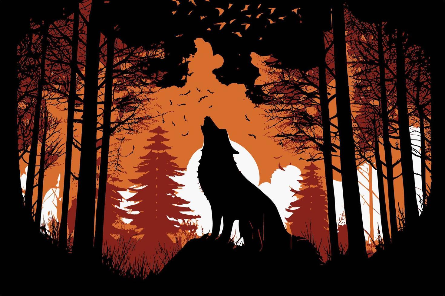 Heulen Wolf Illustration typischerweise zeigt ein Wolf mit es ist Kopf gekippt oben gegenüber das Mond, emittieren ein Spuk und mächtig heulen. es symbolisiert Stärke, Loyalität, und Wildheit vektor