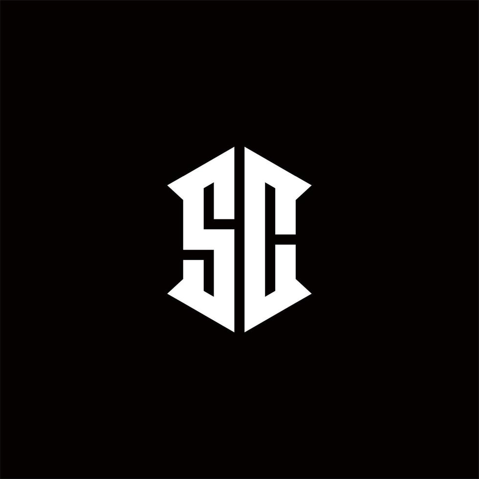 sc logotyp monogram med skydda form mönster mall vektor