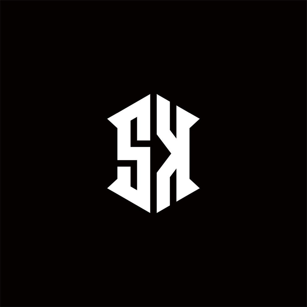 sk logotyp monogram med skydda form mönster mall vektor