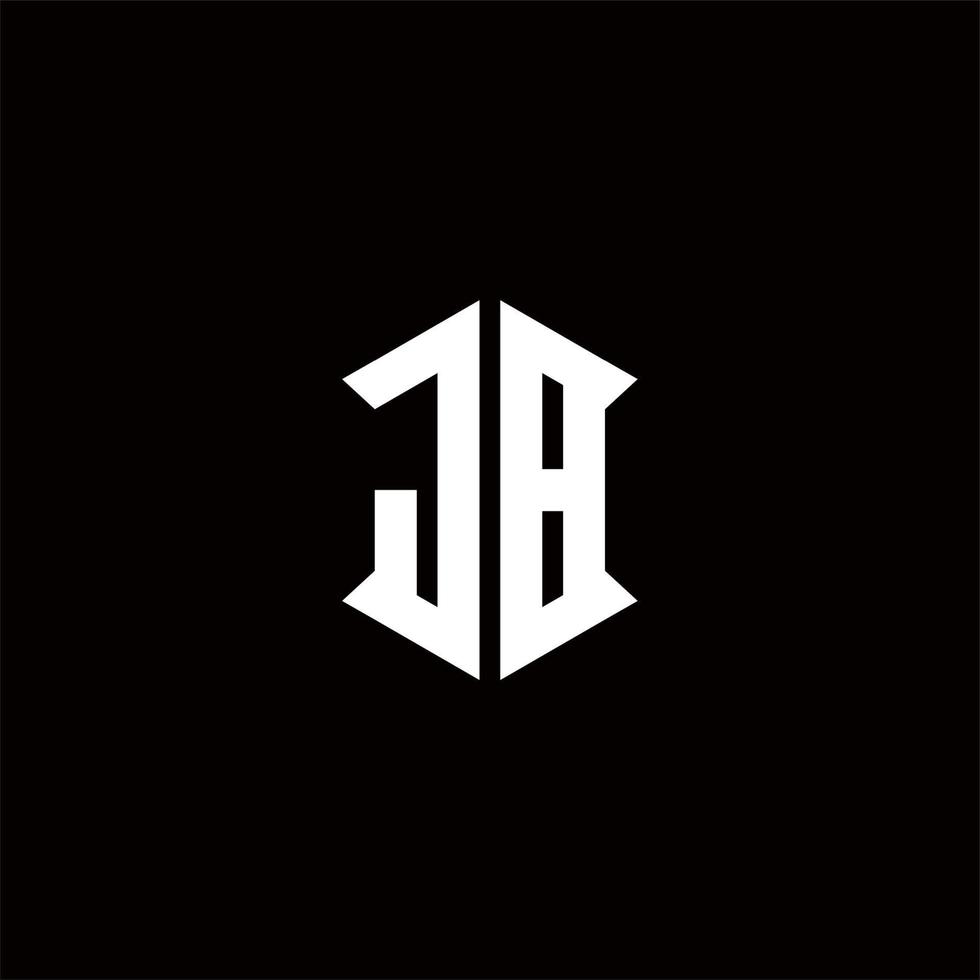 J B logotyp monogram med skydda form mönster mall vektor