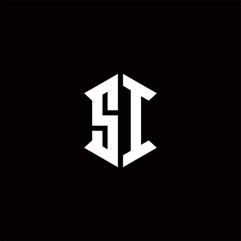 si Logo Monogramm mit Schild gestalten Designs Vorlage vektor