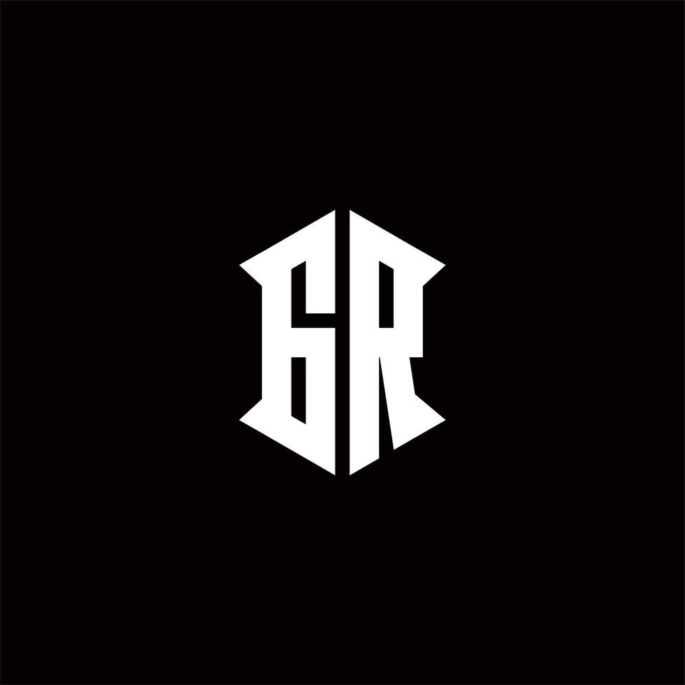 GR Logo Monogramm mit Schild gestalten Designs Vorlage vektor