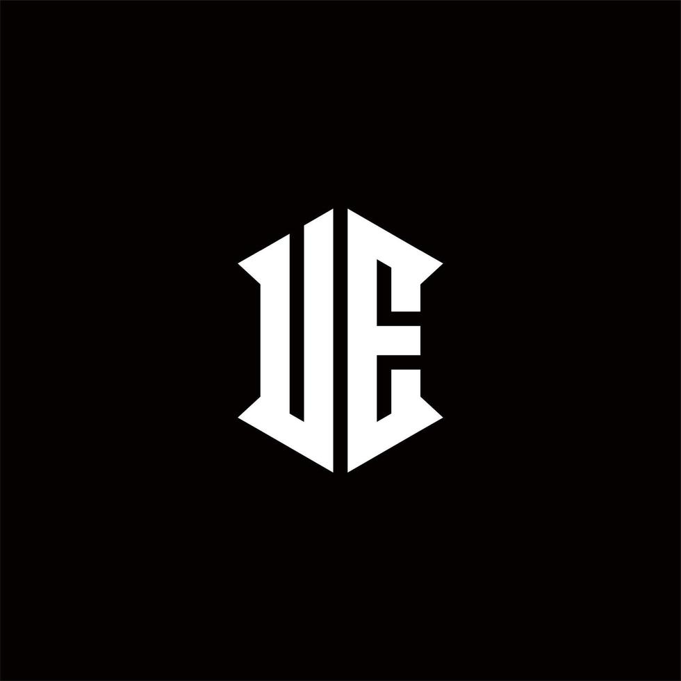 ue Logo Monogramm mit Schild gestalten Designs Vorlage vektor