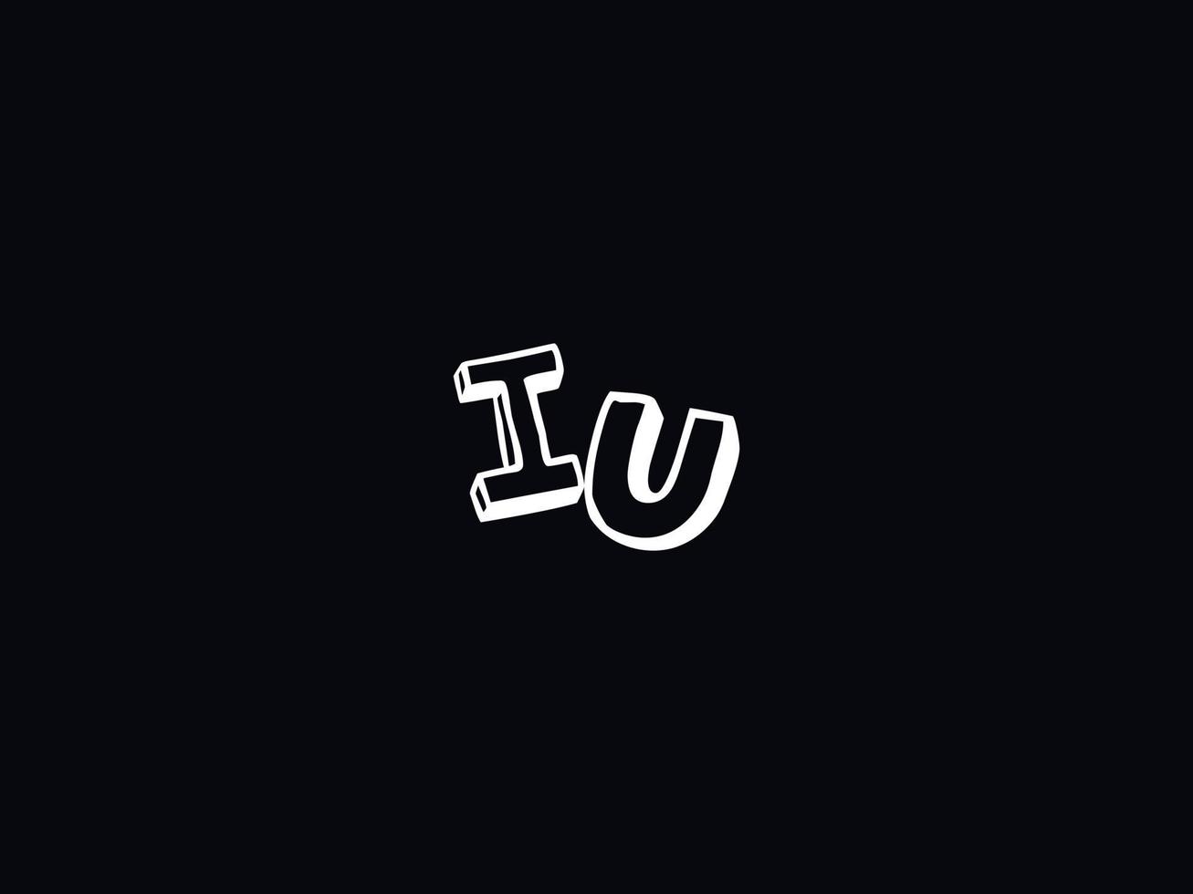 första iu brev logotyp, svart vit iu borsta logotyp ikon vektor stock