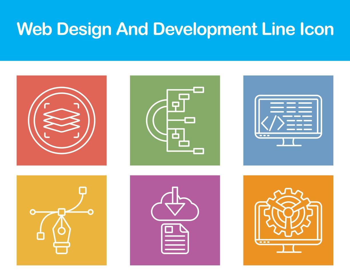 webb design och utveckling vektor ikon uppsättning