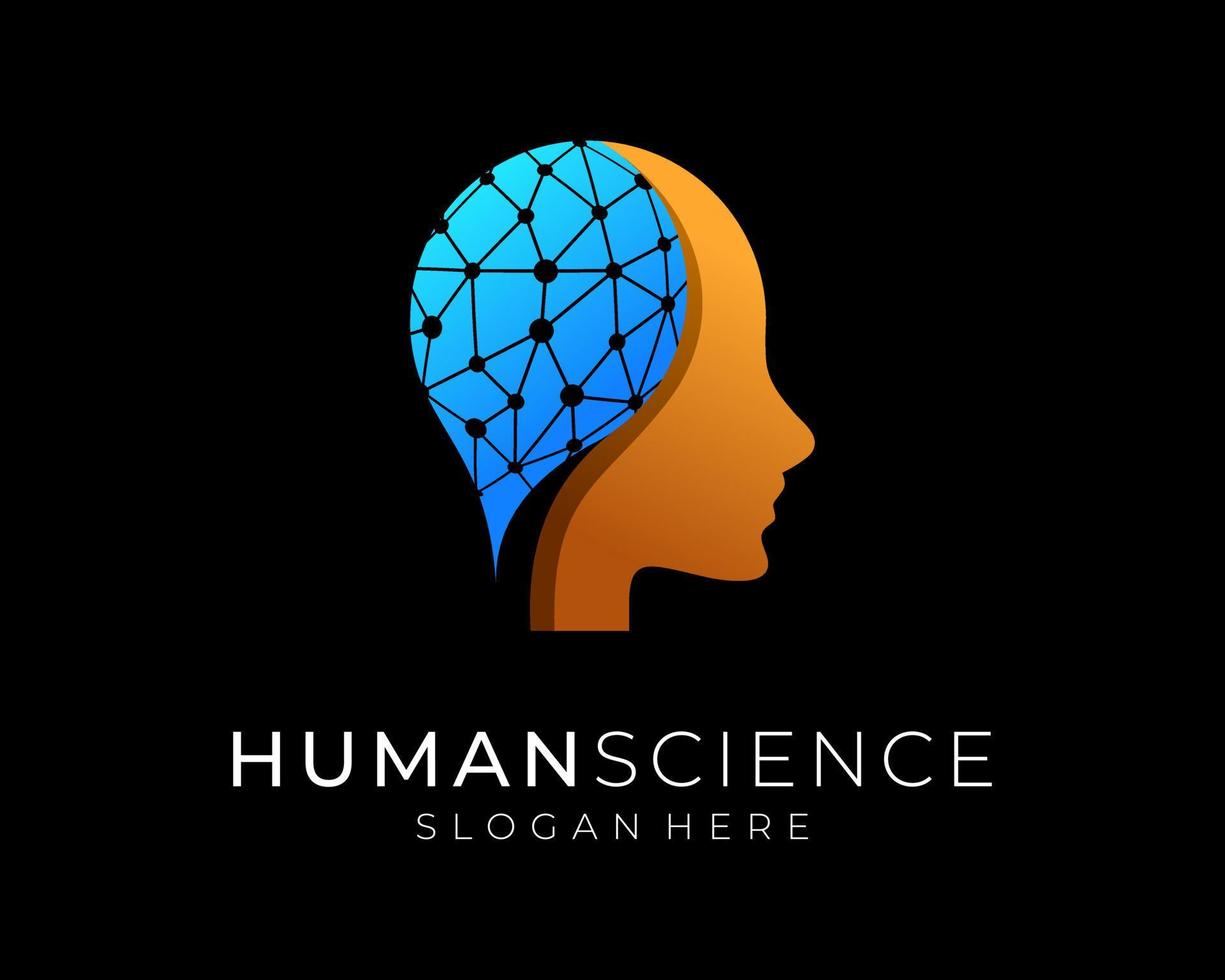 Mensch Kopf Gehirn Verstand Neurologie Wissenschaft Intelligenz Synapse Neuron Innovation Vektor Logo Design