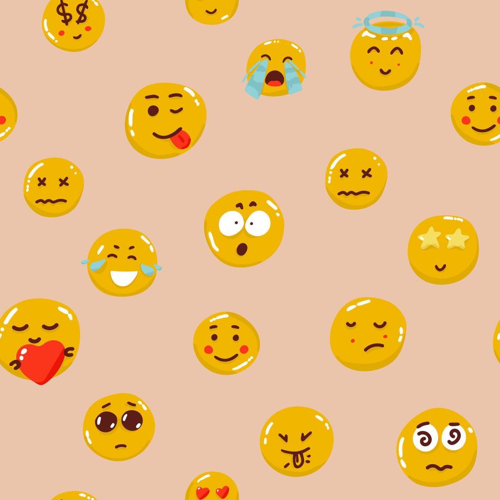 Pastell- Farben Lächeln Emoticons Muster. vektor