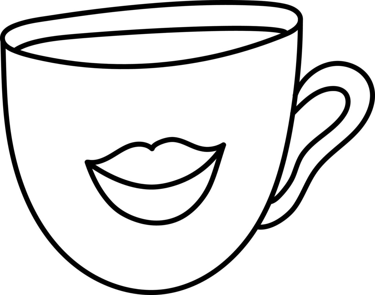 hand dragen råna te eller kakao eller kaffe med mun. klotter vektor illustration