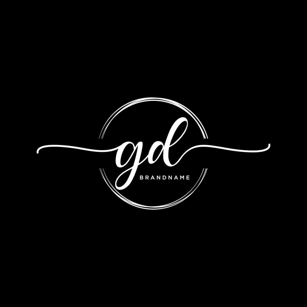 första gd feminin logotyp samlingar mall. handstil logotyp av första signatur, bröllop, mode, smycken, boutique, blommig och botanisk med kreativ mall för några företag eller företag. vektor