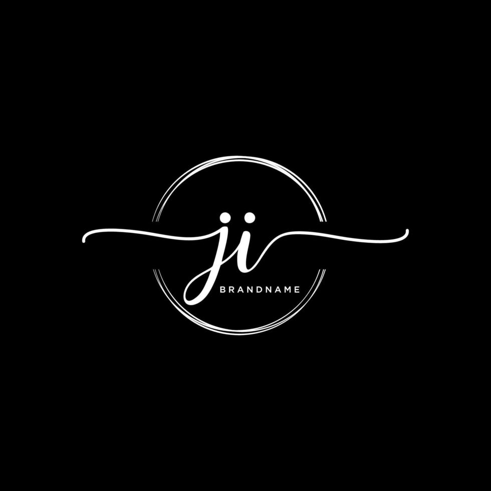 första ji feminin logotyp samlingar mall. handstil logotyp av första signatur, bröllop, mode, smycken, boutique, blommig och botanisk med kreativ mall för några företag eller företag. vektor